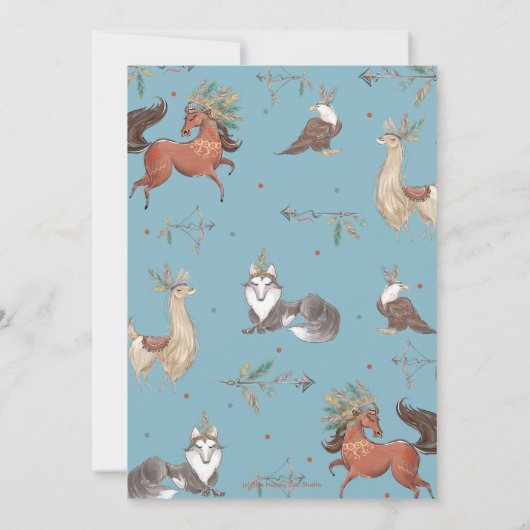 部族の森林動物テペボーイ赤ちゃんシャワー 招待状 (裏面)