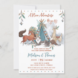 部族の森林動物テペボーイ赤ちゃんシャワー 招待状