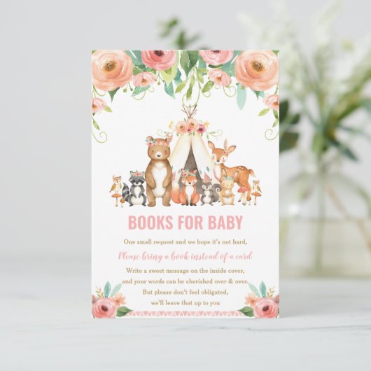 部族の森林動物フローラブックベビーカード 招待状 (スタンド正面)