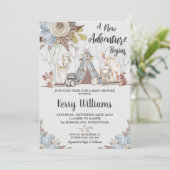 部族の森林動物ベビーシャワー男の赤ちゃん 招待状 (スタンド正面)