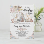 部族の森林動物赤ちゃんシャワーベビーガール 招待状 (スタンド正面)