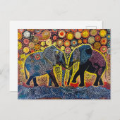 部族の模様を持つアフリカ絵を描象 シーズンポストカード (正面/裏面)