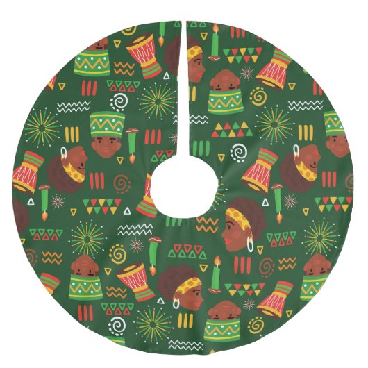 部族の民族先住民アフリカのクワンザホリデー ブラッシュドポリエステルツリースカート (正面)