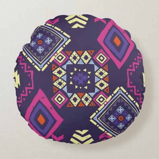部族の民族初期の、幾何学的背景。 ラウンドクッション (正面)