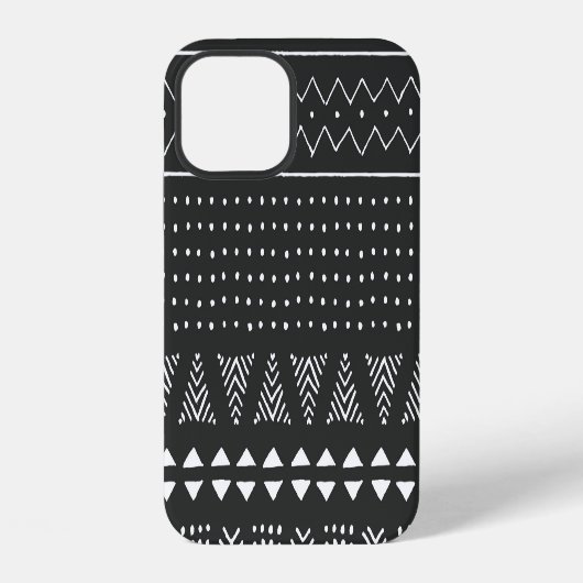 部族の民族的な黒と白のパターン。 iPhoneケース (裏面)
