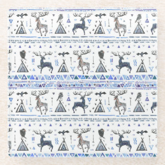 部族の民族、動物の夢のキャッチャー、シームレス。 ガラスコースター