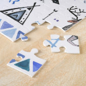 部族の民族、動物の夢のキャッチャー、シームレス。 ジグソーパズル (側面)