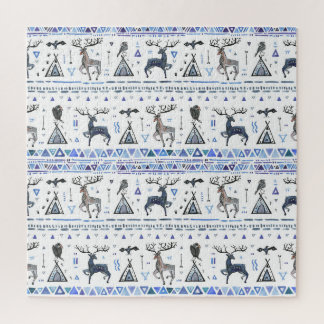 部族の民族、動物の夢のキャッチャー、シームレス。 ジグソーパズル