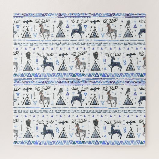 部族の民族、動物の夢のキャッチャー、シームレス。 ジグソーパズル (縦)