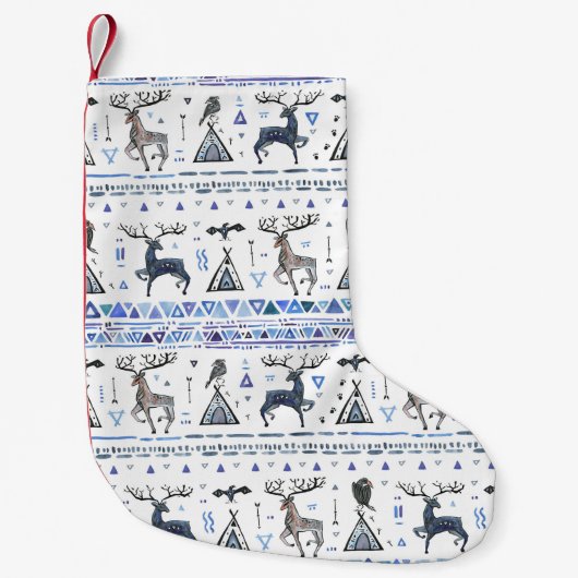 部族の民族、動物の夢のキャッチャー、シームレス。 スモールクリスマスストッキング (正面)