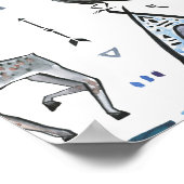 部族の民族、動物の夢のキャッチャー、シームレス。 ポスター (角)