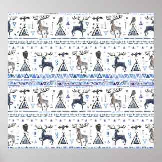 部族の民族、動物の夢のキャッチャー、シームレス。 ポスター