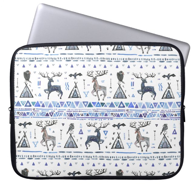 部族の民族、動物の夢のキャッチャー、シームレス。 ラップトップスリーブ (正面)