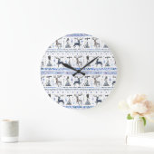 部族の民族、動物の夢のキャッチャー、シームレス。 ラージ壁時計 (ホーム)