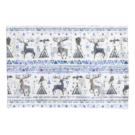 部族の民族、動物の夢のキャッチャー、シームレス。 枕カバー (正面)