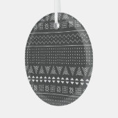 部族の民族:白黒パターン。 ガラスオーナメント (正面左)