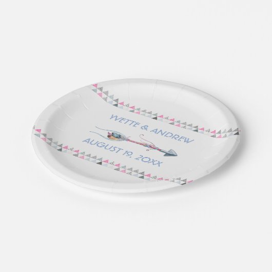 部族の水の色の矢印の羽すべての大事な行事 ペーパープレート (アングル)