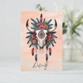 部族の水カラーフローラ牛スカル結婚のQRコード エンクロージャーカード (スタンド正面)