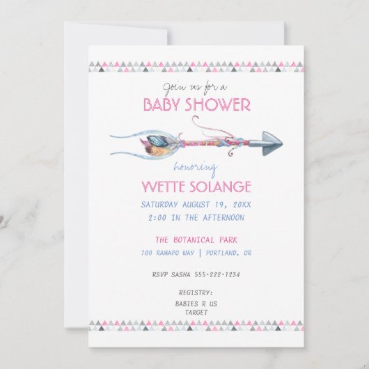 部族の水彩矢羽の大事な行事 招待状 (正面)