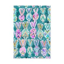 部族の水色パイナップルパターンノートフラットカード