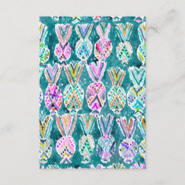 部族の水色パイナップルパターンノートフラットカード