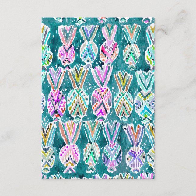 部族の水色パイナップルパターンノートフラットカード (正面)