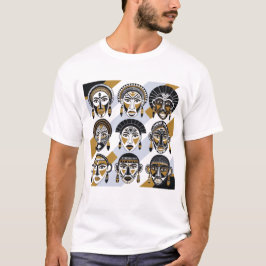 部族の激しいマスクグリッド Tシャツ