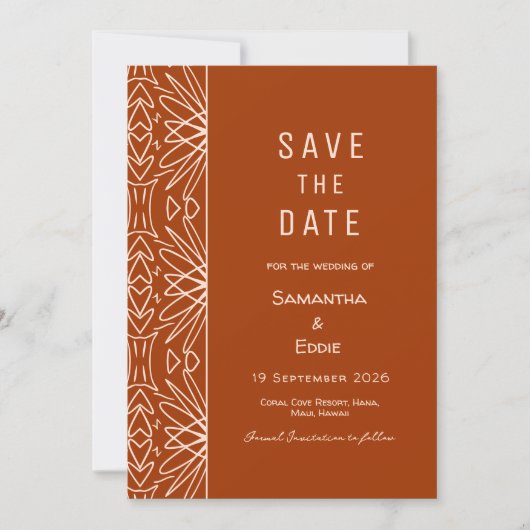 部族の焦茶色 Save the Date 招待状 (正面)