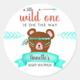 部族の熊 | Wild One Baby Shower ラウンドシール