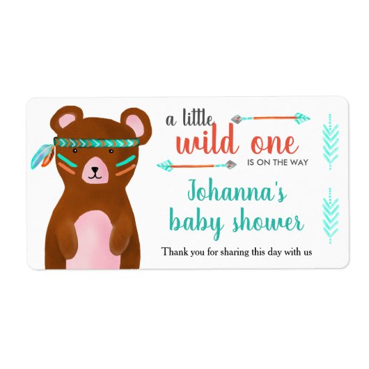 部族の熊 | Wild One Baby Shower ラベル (正面)