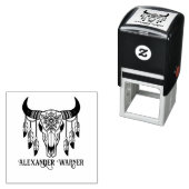 部族の牛のスカル羽の名前 セルフインキングスタンプ (インサイチュ)