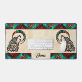 部族の狼が月で吠える デスクマット (キーボード&マウス)