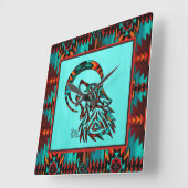 部族の狼が月上広間の時計でハウリング スクエア壁時計 (傾斜)