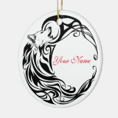 部族の狼パーソナライズされた名 セラミックオーナメント (左)