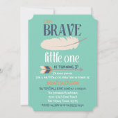 部族の矢と羽の誕生日パーティー 青緑 招待状 (正面)