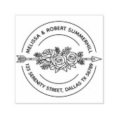 部族の矢印バラ花カップルのラウンドアドレス セルフインキングスタンプ (デザイン)