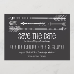 部族の矢印 Save the Date 発表 グレー 招待状