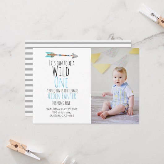 部族の矢 ワイルドワン 矢の写真招待状 招待状 (正面/裏面インサイチュ)