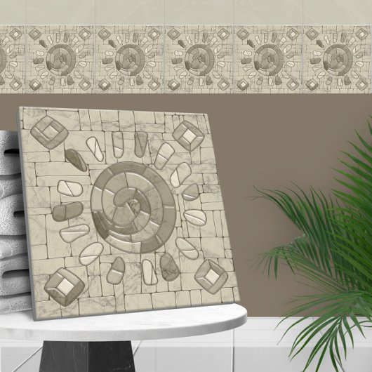 部族の砂モザイクアート タイル