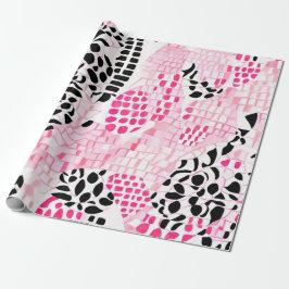 部族の精神：ピンク、黒、白 ラッピングペーパー