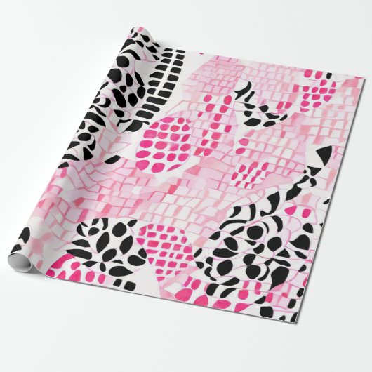 部族の精神:ピンク、黒、白 ラッピングペーパー (アンロールド)