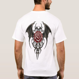 部族の羽を持つ赤いバラ Tシャツ