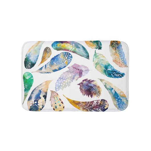 部族の羽カラフル水の色イラストレーション バスマット (正面)