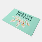 部族の羽根で歓迎 (チェロキー) ドアマット (アングル)