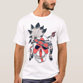 部族の羽根ドクロ グラフィックTシャツ Tシャツ