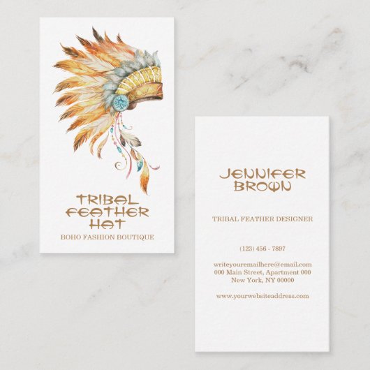 部族の羽毛ハット 名刺 (正面/裏面)