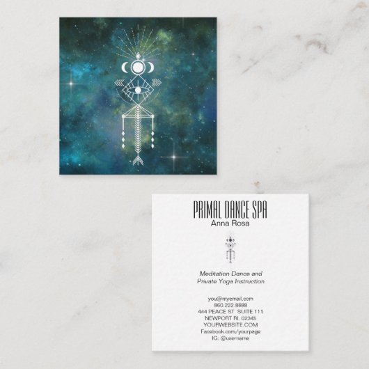 *~*部族の聖なる天の宇宙アステカのシャーマン スクエア名刺 (正面/裏面)
