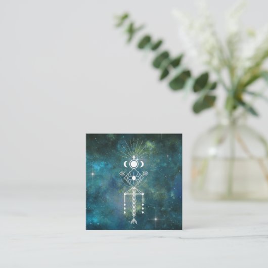 *~*部族の聖なる天の宇宙アステカのシャーマン スクエア名刺 (スタンド正面)