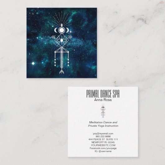 *~*部族の聖なる天の宇宙アステカシャーマン スクエア名刺 (正面/裏面)