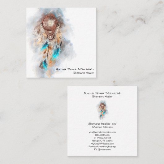 *~*部族の聖シャーメンシャーマンドリームキャッチャー スクエア名刺 (正面/裏面)